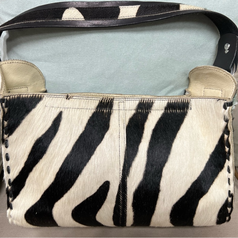 Zebra leather/fur shoulder bag with wallet